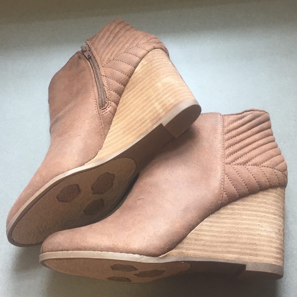 Brand New Wedge Heel Brown Ankle Boot